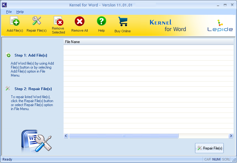 Click to view Word File Repair 11.01.01 screenshot