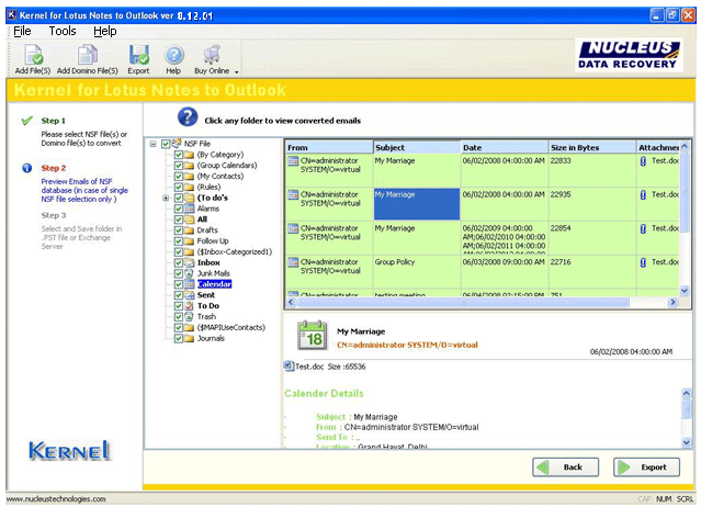 Click to view NSF Converter 8.12.01 screenshot