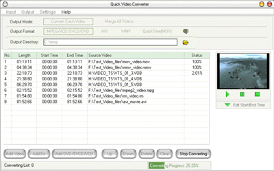 Click to view Quick Video Converter 6.90 screenshot