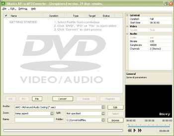 Click to view 4Musics AVI to MP3 Converter 4.1 screenshot