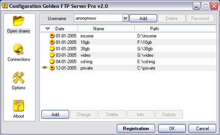 Click to view Golden FTP Server Pro 5.00 screenshot