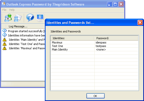 Click to view Express and Mail Password 2.3 screenshot