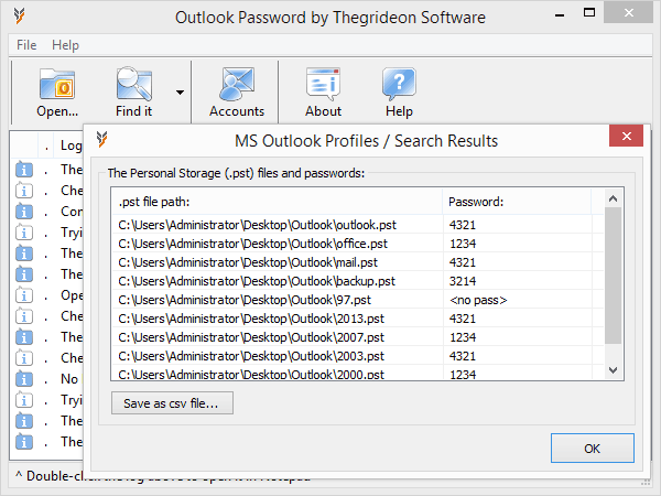 Click to view Outlook Password 2014.01.10 screenshot