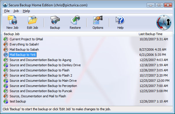 Click to view Secura Backup Home Edition 3.06 screenshot