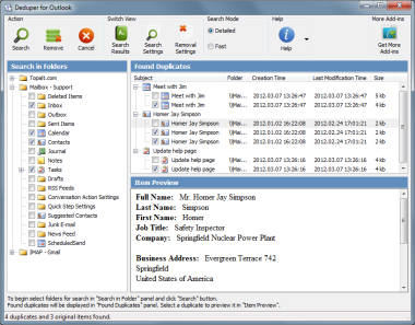 Click to view Deduper for Outlook 3.12 screenshot