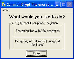 Click to view CommuniCrypt File Encryption Tools 1.01 screenshot