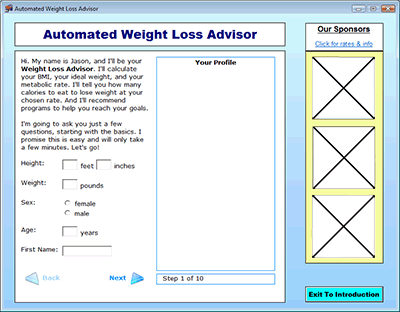 Click to view Automated Weight Loss Advisor 1.1 screenshot