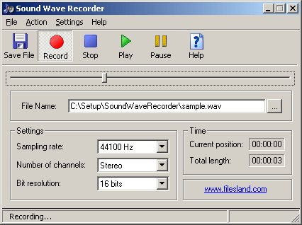 Click to view Sound Wave Recorder 1.31 screenshot