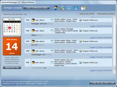 Click to view Advanced Keylogger 3.0 screenshot
