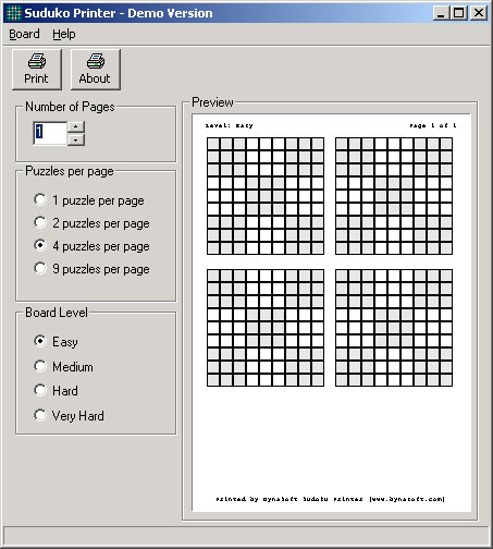 Click to view Sudoku Printer 1.01 screenshot