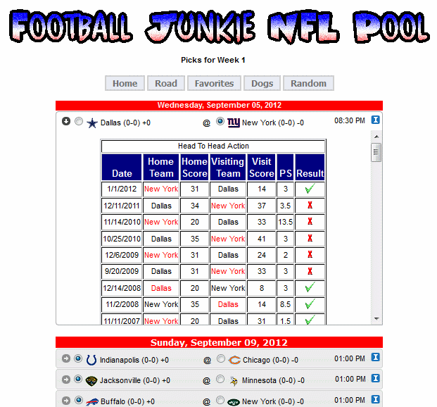 Click to view Football Junkie NFL Pool 2014.0.0.0 screenshot
