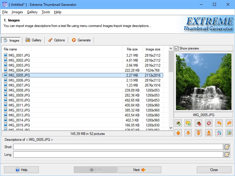 Click to view Extreme Thumbnail Generator 1.19.3 screenshot