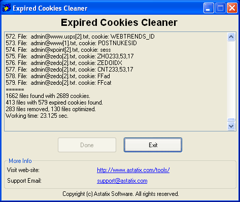 Click to view Expired Cookies Cleaner 1.03 screenshot