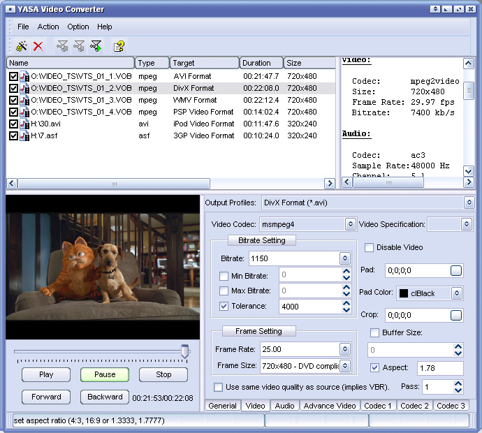 Click to view YASA Video Converter 3.4.65.1637 screenshot