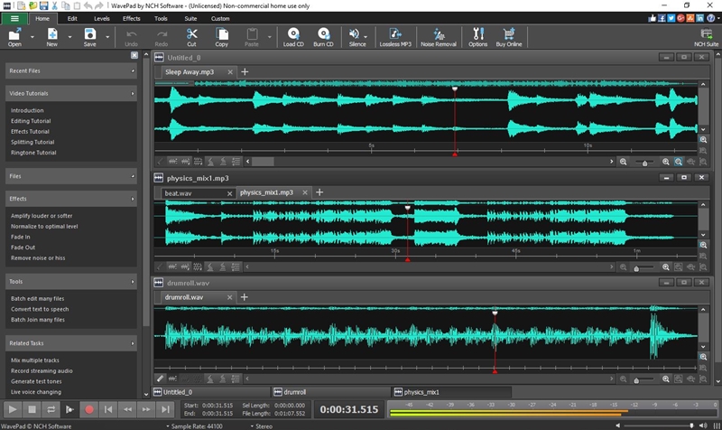 Click to view Wavepad Free Audio Editing Software 5.97 screenshot