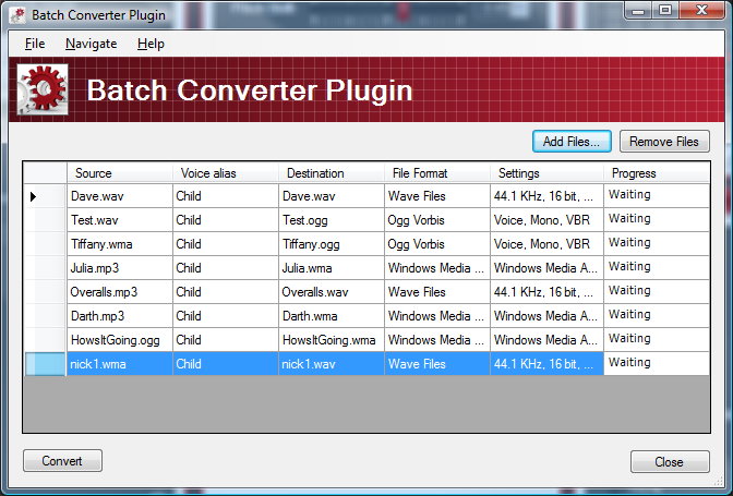 Click to view Batch Converter Plug-In for MorphVOX Pro 4.0.0 screenshot
