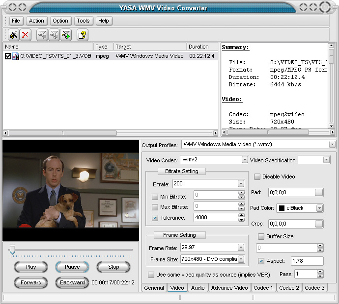 Click to view YASA WMV Video Converter 4.3.87.1826 screenshot