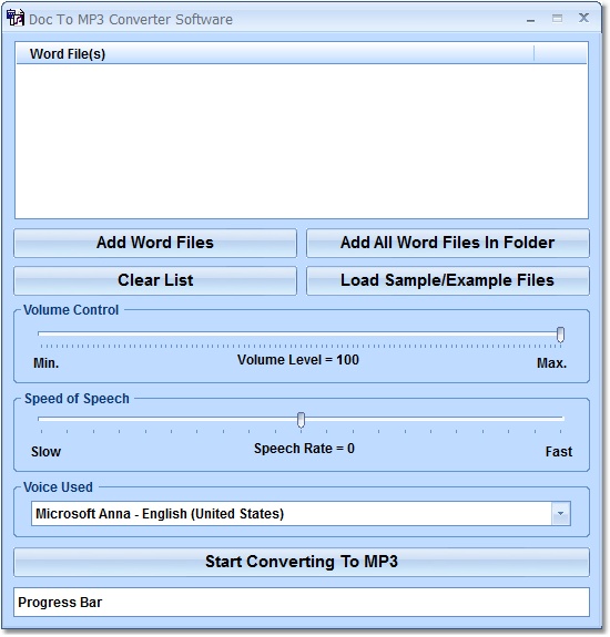 Click to view Doc To MP3 Converter Software 7.0 screenshot