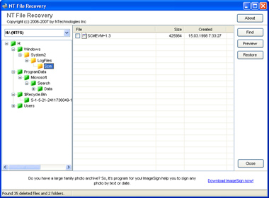 Click to view NT File Recovery for U3 Flash drives 2.0 screenshot