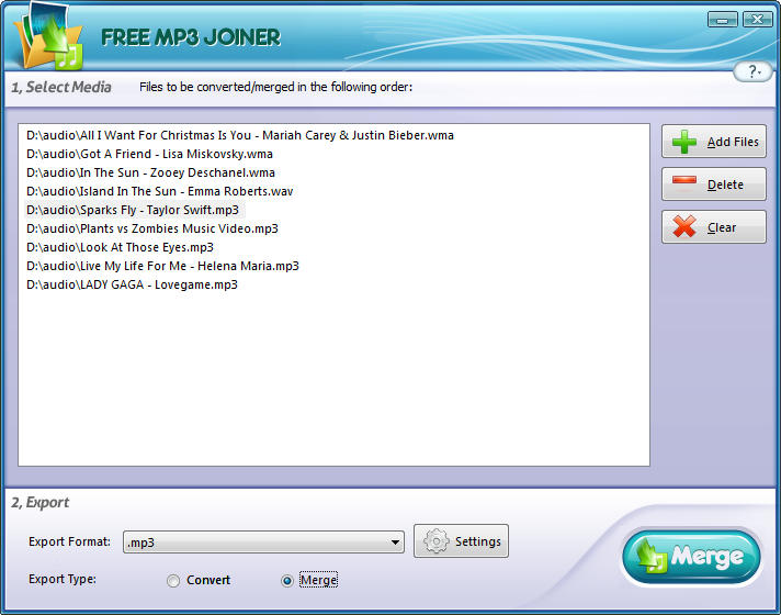 Screenshot for Free WMA WAV MP3 Joiner 4.6.7