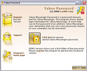 Click to view LastBit Yahoo Messenger Password Recovery 2.0.370 screenshot