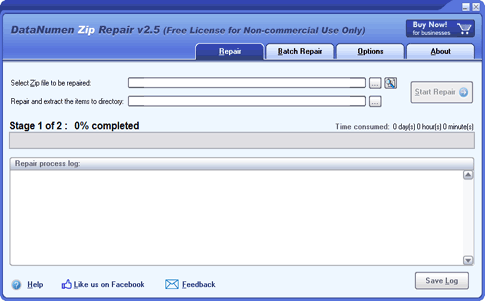 Click to view DataNumen Zip Repair 2.2 screenshot