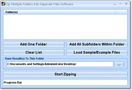 Click to view Zip Multiple Folders Into Separate Files Software 7.0 screenshot