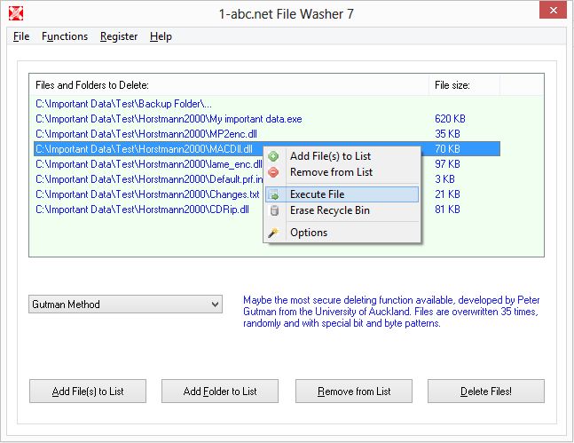 Click to view 1-abc.net File Washer 6.00 screenshot
