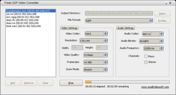 Click to view Freez 3GP Video Converter 2.0 screenshot