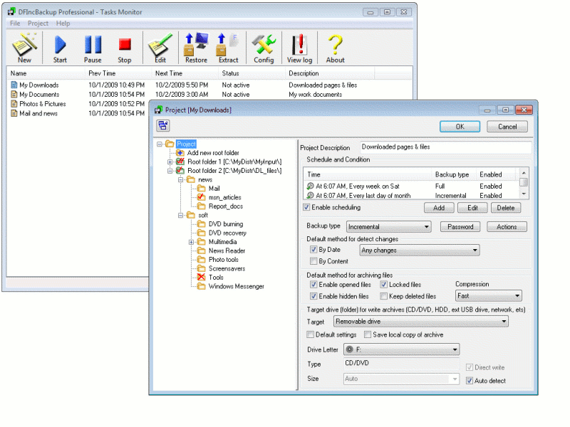 Click to view DFIncBackup Standard 2.98 screenshot