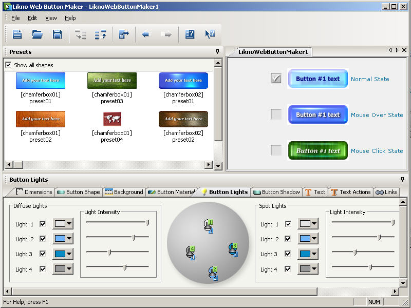 Click to view Likno Web Button Maker Free 1.4 screenshot