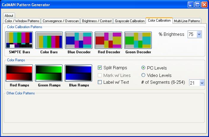 Click to view CalMAN HTPC Pattern Generator 1.2 screenshot