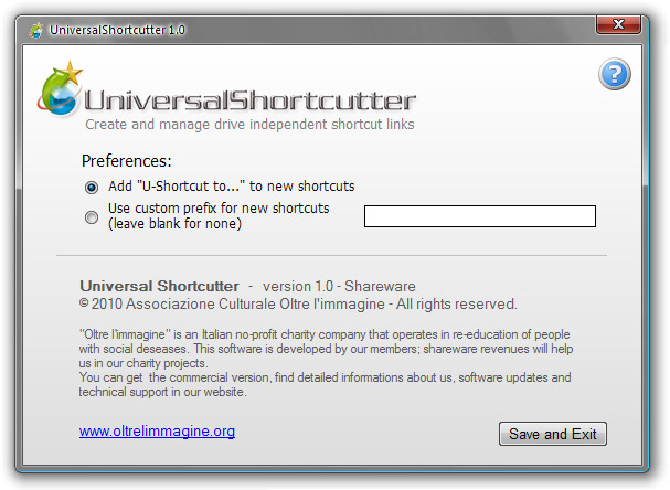 Click to view Universal Shortcutter 1.2 screenshot