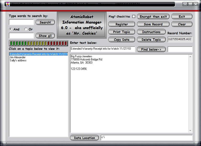 Click to view AtomicRobot Information Manager 6.0 screenshot