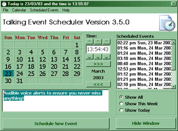 Click to view Talking Event Scheduler 3.8.1 screenshot