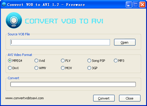 Click to view Convert VOB to AVI 1.62 screenshot