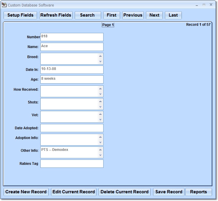 Click to view Custom Database Software 7.0 screenshot