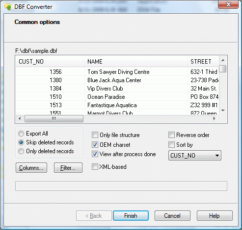 Click to view DBF Converter 3.95 screenshot