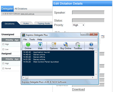 Click to view Express Delegate Dictation File Manager 4.11 screenshot