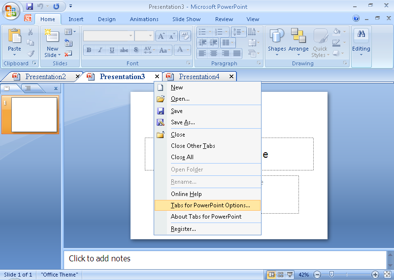 Click to view Presentation Tabs for PowerPoint 6.50 screenshot