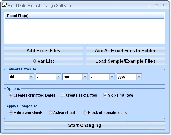 Click to view Excel Date Format Change Software 7.0 screenshot