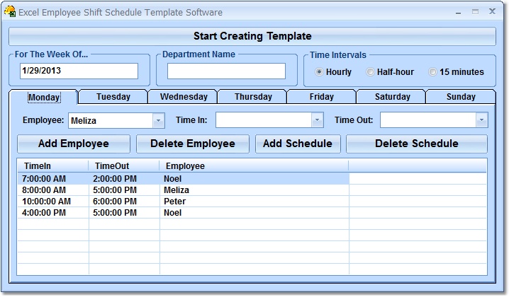 Click to view Excel Employee Shift Schedule Template Software 7.0 screenshot