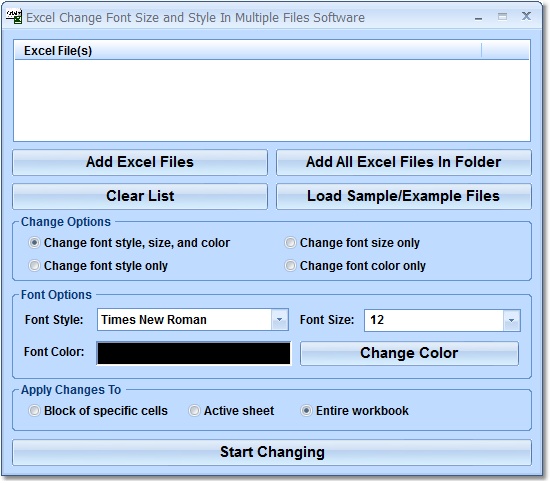 Click to view Excel Change Font Size and Style In Multiple Files 7.0 screenshot