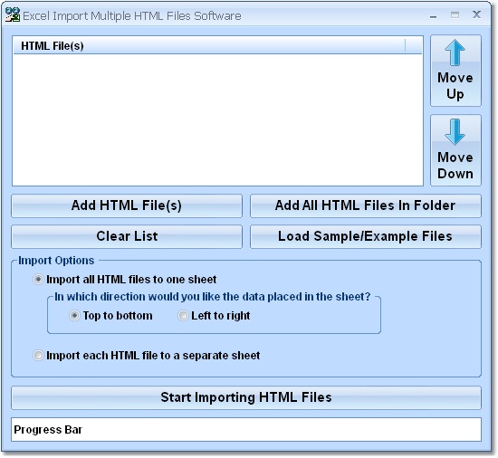 Click to view Excel Import Multiple HTML Files Software 7.0 screenshot