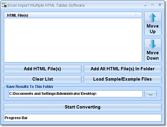 Click to view Excel Import Multiple HTML Tables Software 7.0 screenshot