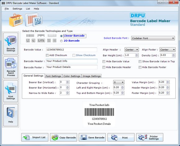 Click to view Free Barcode Software 7.3.0.1 screenshot