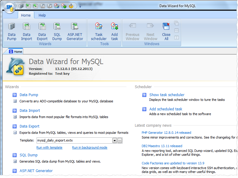 Click to view Data Wizard for MySQL 13.12 screenshot