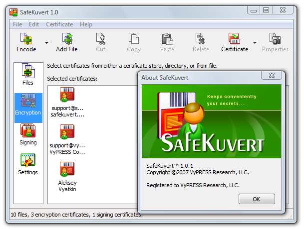 Click to view SafeKuvert 1.0.2 screenshot