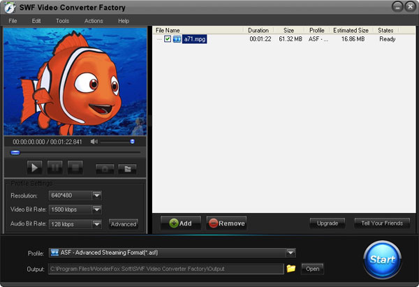 Click to view Free SWF Video Converter Factory 2.0 screenshot