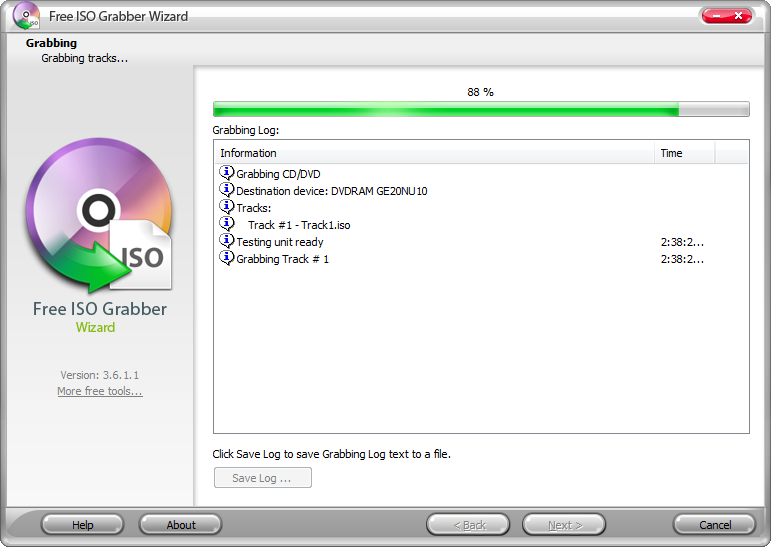 Click to view Free ISO Grabber 4.2.8 screenshot